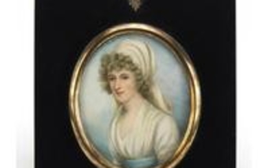 19th Century oval hand painted portrait miniature of a