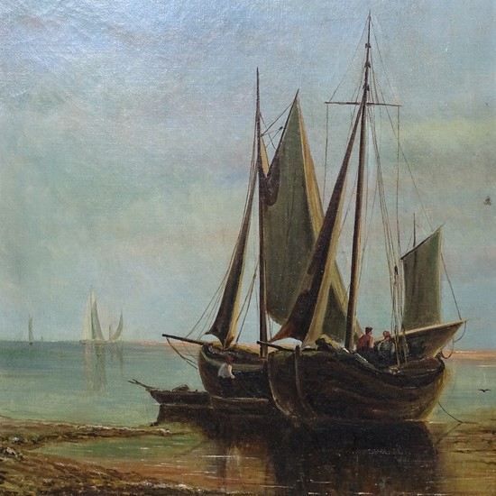 19th century English School, pair of oils on canvas, fishing...