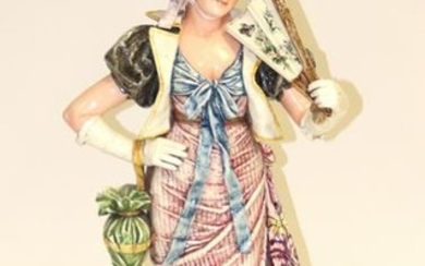 19thC French Polychrome Majolica Figure