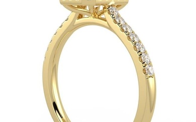 1CT GH-I1 Natural Diamond Halo Engagement Ring for Women 14K Yellow Gold, Size 6