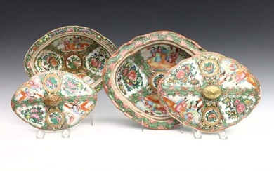 2 Chinese Rose Medallion Covered Dishes