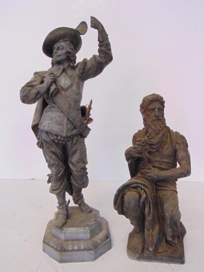2 Spelter figures, classical figure & figure with hat &