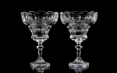 2 crystal chalice-shaped bowls for candles