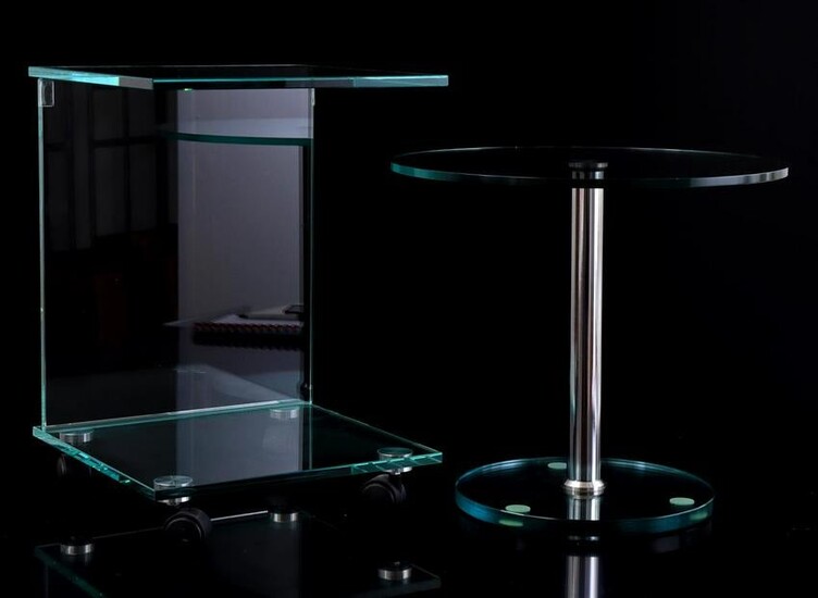 2 modern glass side tables