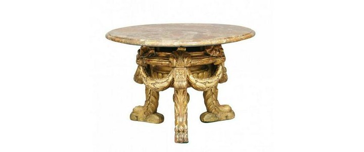20TH CENTURY ITALIAN GILT WOOD AND MARBLE OCCASIONAL