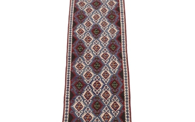 2'3 x 7'11 Hand-Knotted Turkish Caucasian Kazak Kilim Carpet Runner, 1990s