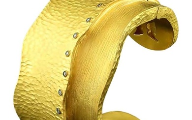 24K Gold Hinge Bangle Bracelet with Diamonds by Kurtulan