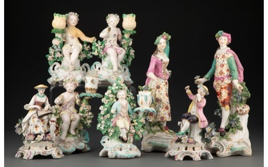 27238: A Collection of Eight Derby Porcelain Figures, l