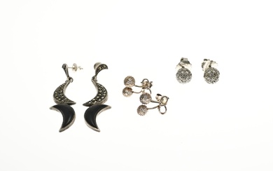 3 Pairs of silver stud earrings