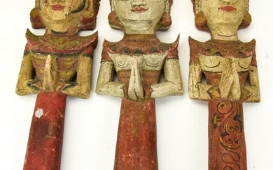 3 Vintage Hand Carved Indonesian Statues