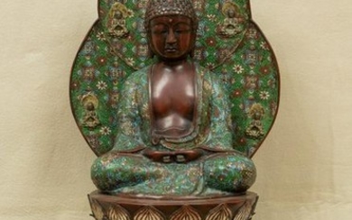Japanese Meiji Cloisonne Bronze Buddha