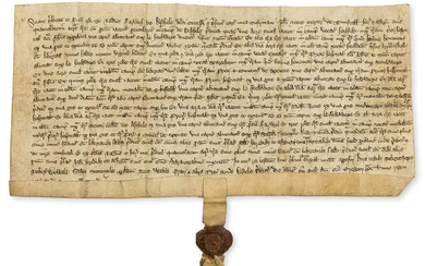 Cambridgeshire, Ashley.- Ralph Farwell of Aschele [Ashley] confirmation to John Motte mercer of fourteen acres in the fields of Aschele, 1393.