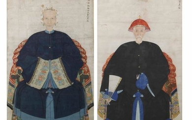 A pair of Chinese ancestral portrait paintings
