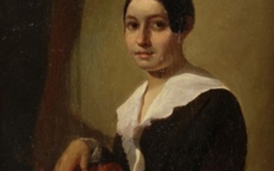 École FRANÇAISE ver 1850 Portrait de dame à...