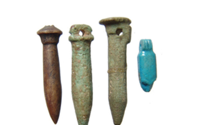 A lot of 4 Egyptian faience amulets