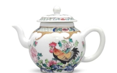 A FAMILLE ROSE COCKEREL TEAPOT AND COVER, YONGZHENG PERIOD (1723-35)