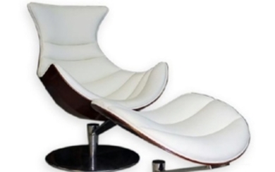 Fjords Leather Lobster Chair & Ottoman Set MODERN