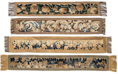Four table runners, of 17th century Flemish tapestry