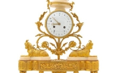 A French Gilt Bronze and Marble Mantel Clock with a