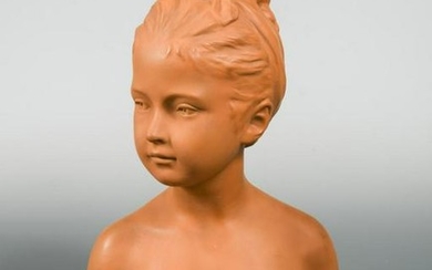 A Goldscheider terracotta bust of a young female nude