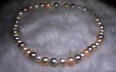 Important collier perles de culture naturelles dia…