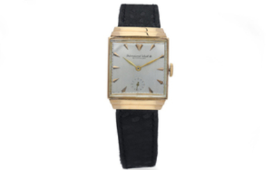 International Watch Company. A Yellow Gold Square Wristwatch with Stepped Lugs