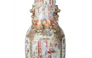 A large Chinese Canton porcelain baluster vase,...