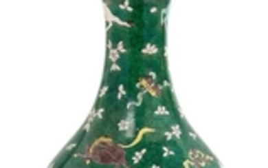 A Large Chinese Famille Verte Porcelain Bottle Vase