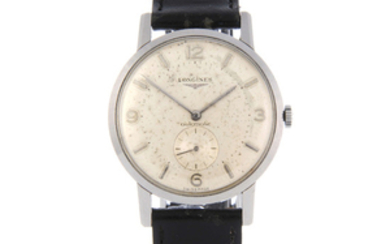 LONGINES - a gentleman's stainless steel wrist watch.