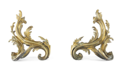 A PAIR OF LOUIS XV STYLE ORMOLU CHENETS, 19TH CENTURY