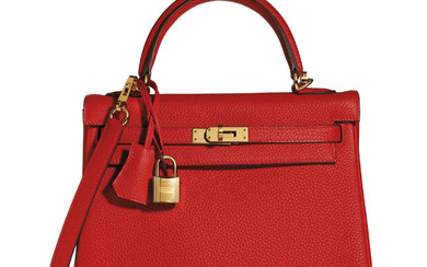 A ROUGE TOMATE TOGO LEATHER RETOURNÉ KELLY 25 WITH GOLD HARDWARE, HERMÈS, 2016