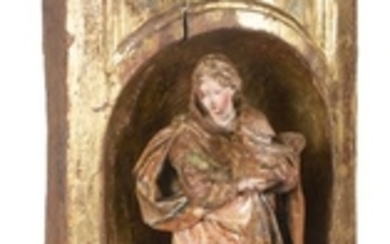 Saint Ursula. Carved, gilded and polychromed woode…
