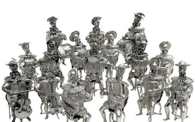 SET OF 16 SOLID SILVER MUSICIAN MODELS TABLE FIGURES