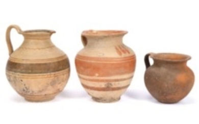 THREE CLASSICAL POTTERY VESSEL South Italy, Circa 4th...