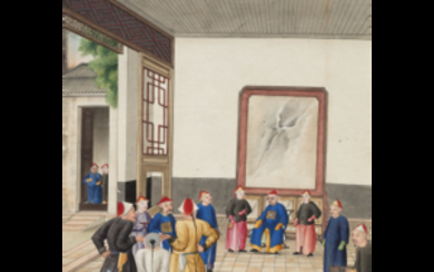 Three paintings depicting tortures and punishments. Ink and colours on paper (defects) China, 19th century (33x26 cm.)