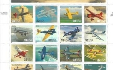 US American Classic aircraft stamp sheet signed by the artist to top. Good Condition. All signed pieces come with a Certificate...