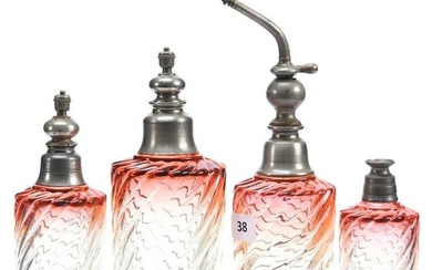 (4) Unmarked Baccarat Rose Tiente Swirl Atomizers