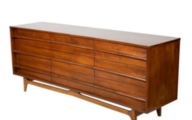 Young MFG - Concave Walnut Credenza/Chest