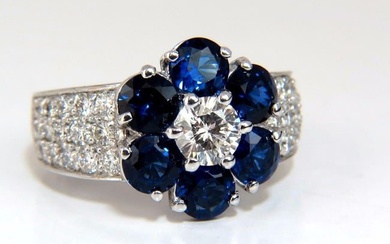 3.96ct natural sapphires diamond cluster ring 14kt royal blue floretta+