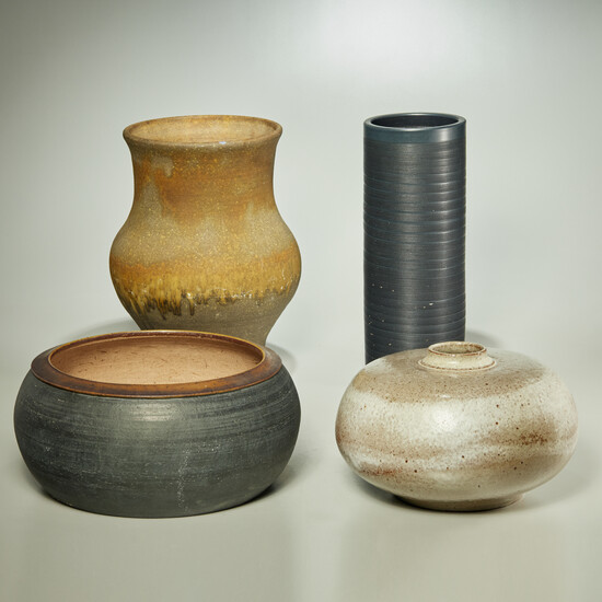 (4) Large studio & Swiss pottery vessels