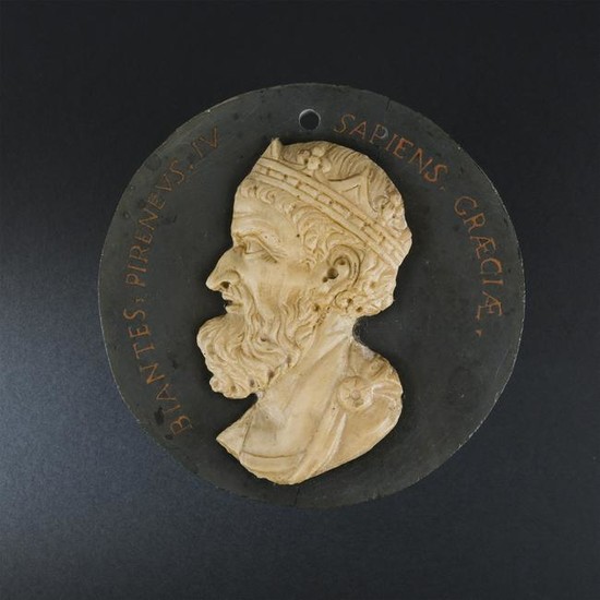 5 Roman black marble and giallo di Siena medallions