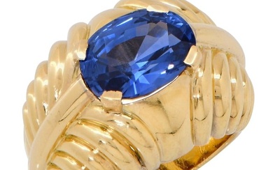5.15 Carat Burma Sapphire No Heat AGL Graded Boucheron Paris 18 Karat Gold Ring