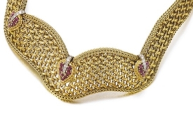 Gold, ruby and diamond necklace, Gübelin