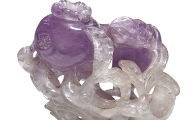 A LARGE AMETHYST 'SANDUO' CARVING QING DYNASTY, 19TH CENTURY