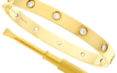 55038: Cartier Diamond, Gold Bracelet Stones: Full-cut