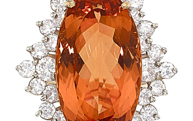 Topaz, Diamond, Gold Ring The ring features an...