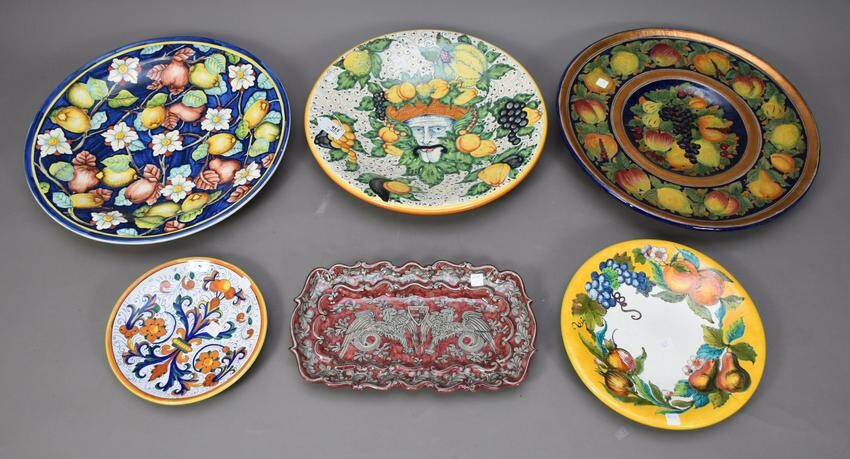6 Assorted Italian Decorative Pottery Chargers