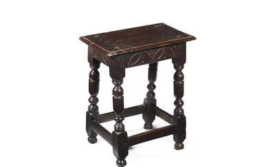 A mid-17th century oak joint stool, English, circa 1650
