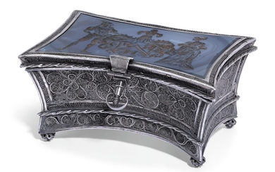 A silver and hardstone filigree casket, probably Germany, 18th century