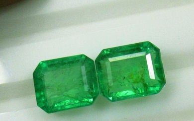 7.90 Ctw Natural Zambian Emerald Octagon Pair